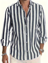 George - Camicia a Maniche Lunghe a Righe Elegante