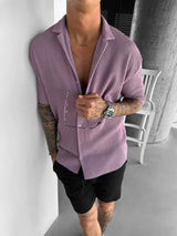 Camicia Oversize a Costine - Sambuco